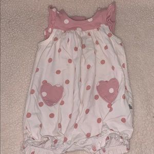 Pink and cream polka dot romper